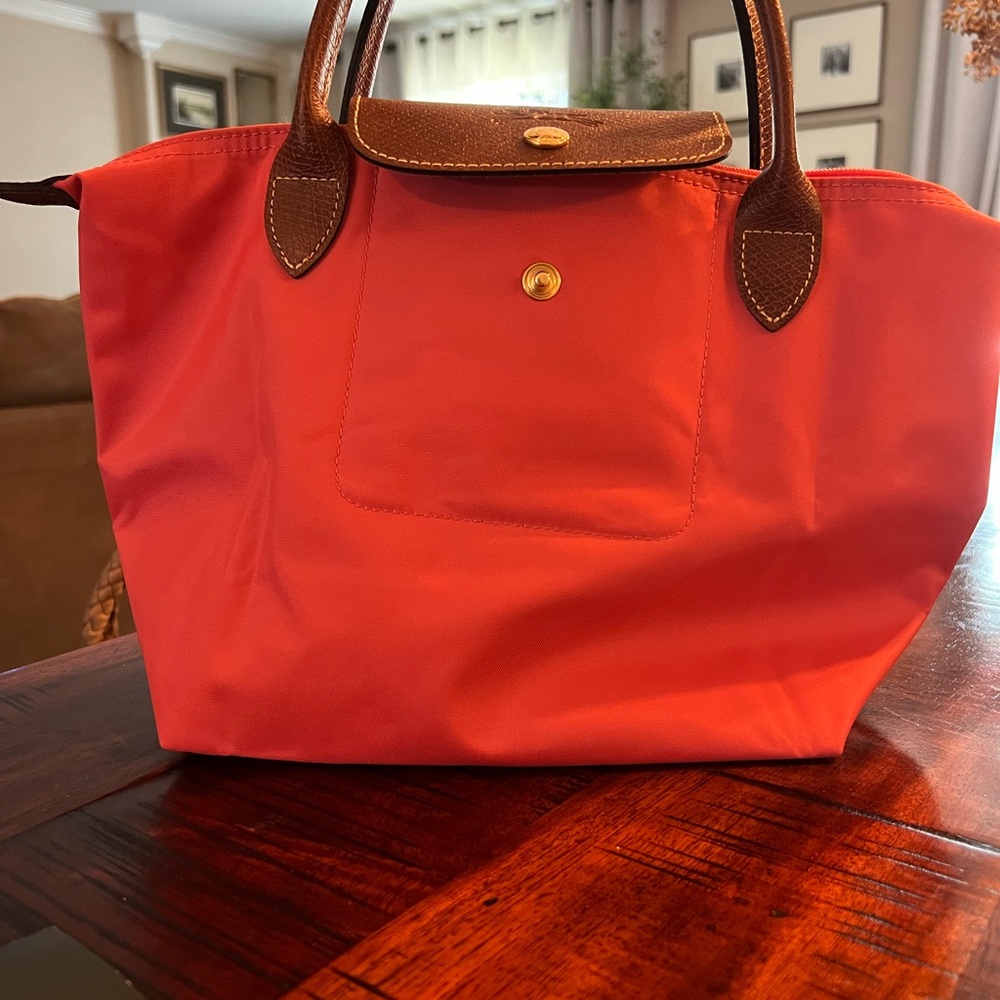 Longchamp pink Tote with Brown Accents